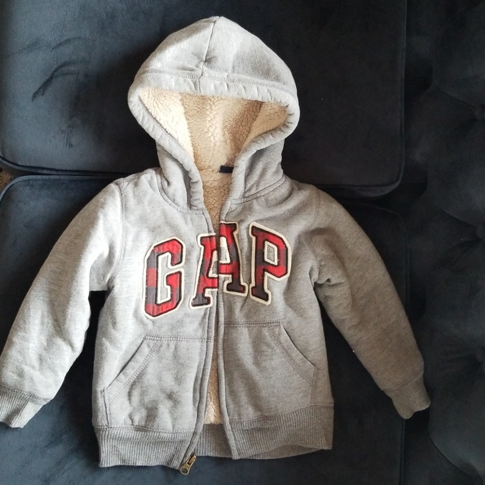GAP Zip Up Hoodie Faux Shearling Sweatshirt